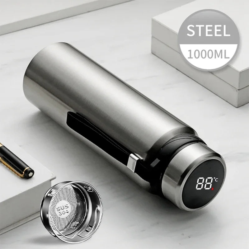  Temp Guard Stainless Steel 1L Thermal Water Bottle + Temperature Display 